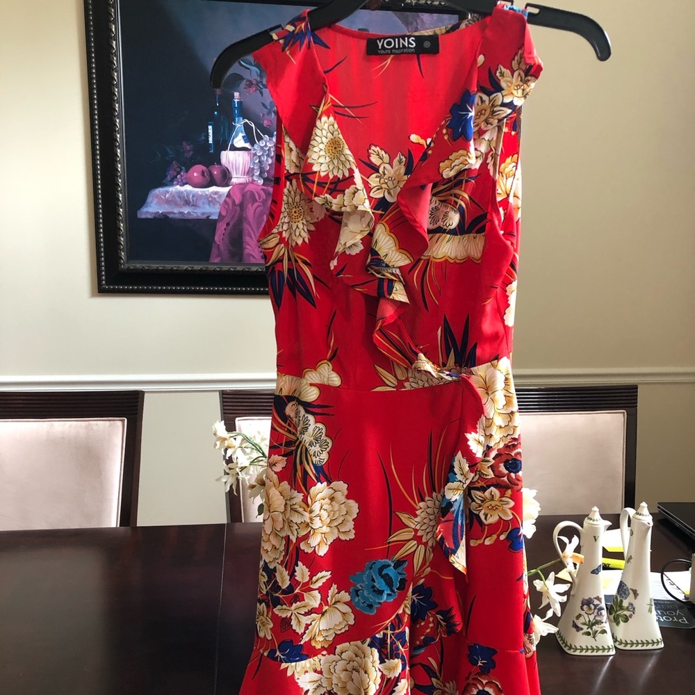 YOINS floral wrap dress